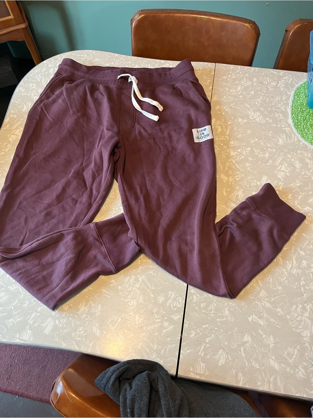 Life Is Good Kids Burgundy Sweatpants with Drawstring